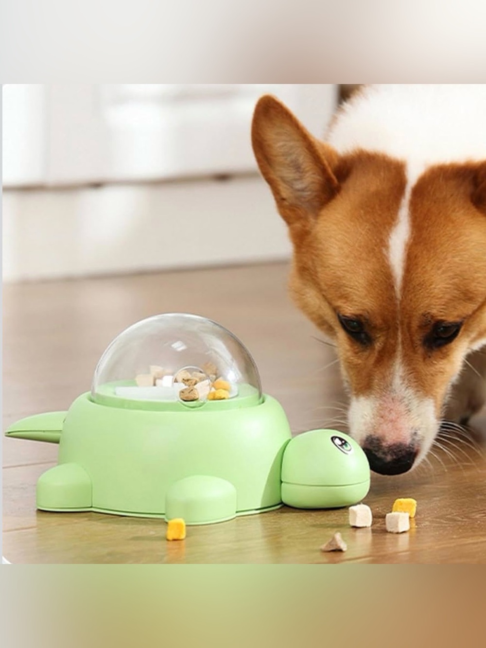 Interactive Pet Toy Green Turtle Dog Cat Treat Dispenser